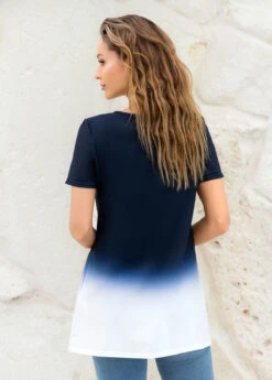 Criss Cross Neck Ombre Print T Shirt 7 Criss Cross Neck Ombre Print T Shirt -UrbanLayer Store 264567 P 16227756695051