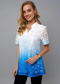 Tie Dye Print Split Neck Lace Blouse 9 Tie Dye Print Split Neck Lace Blouse -UrbanLayer Store 266038 P 16188177811502