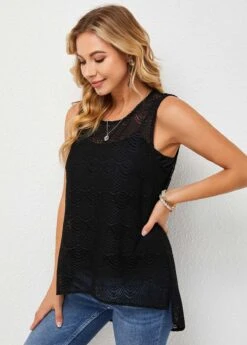 Round Neck Tank Top And Black Camisole -UrbanLayer Store 269670 P 16206953205424