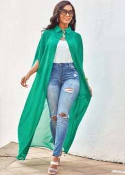 Solid Three Quarters Sleeve Turndown Collar Blouse -UrbanLayer Store 271513 P 16219407936194