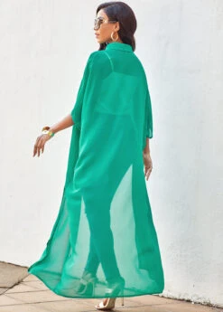 Solid Three Quarters Sleeve Turndown Collar Blouse -UrbanLayer Store 271513 P 16219407939871