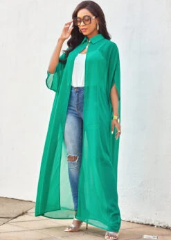 Solid Three Quarters Sleeve Turndown Collar Blouse -UrbanLayer Store 271513 P 16219407939903