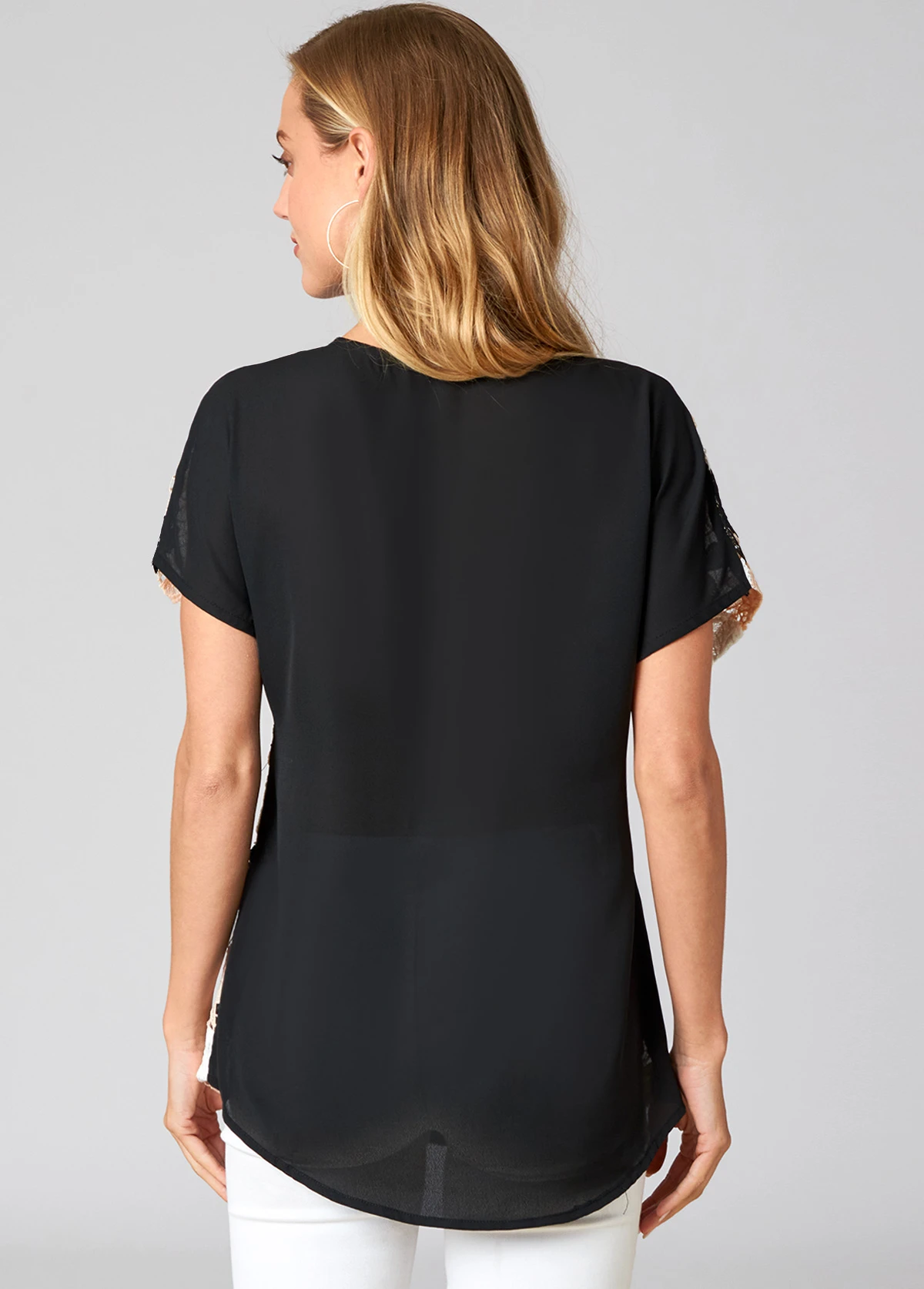 Lace V Neck Short Sleeve T Shirt 5 Lace V Neck Short Sleeve T Shirt - Image 3