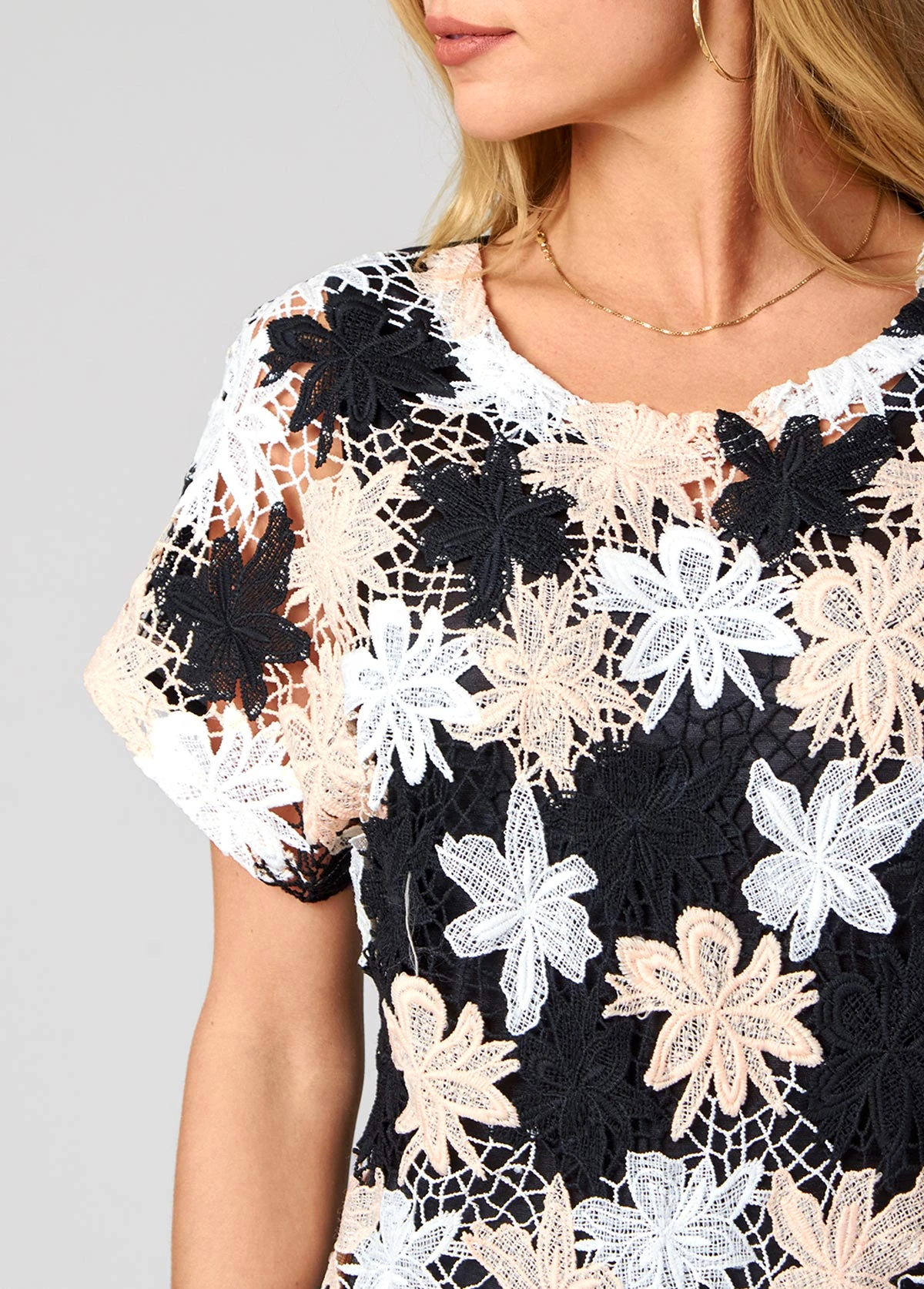 Lace V Neck Short Sleeve T Shirt 8 Lace V Neck Short Sleeve T Shirt - Image 6