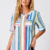 Rainbow Stripe Double Pocket Round Neck Blouse 1 Rainbow Stripe Double Pocket Round Neck Blouse -UrbanLayer Store 273614 P 16246141414010