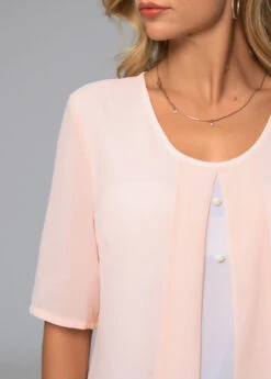 Decorative Button Round Neck Layered Blouse -UrbanLayer Store 273865 P 16232308775434