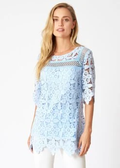 Lace Stitching Round Neck Asymmetric Hem Blouse -UrbanLayer Store 274983 P 16246181378774