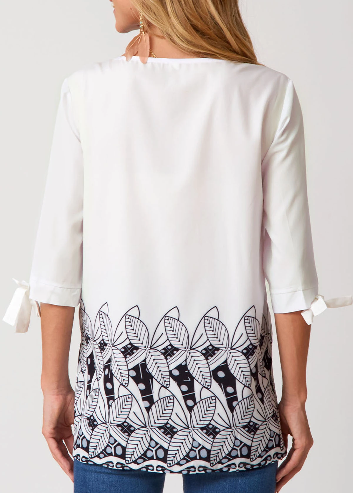 Decorative Button Round Neck Blouse 4 Decorative Button Round Neck Blouse - Image 2