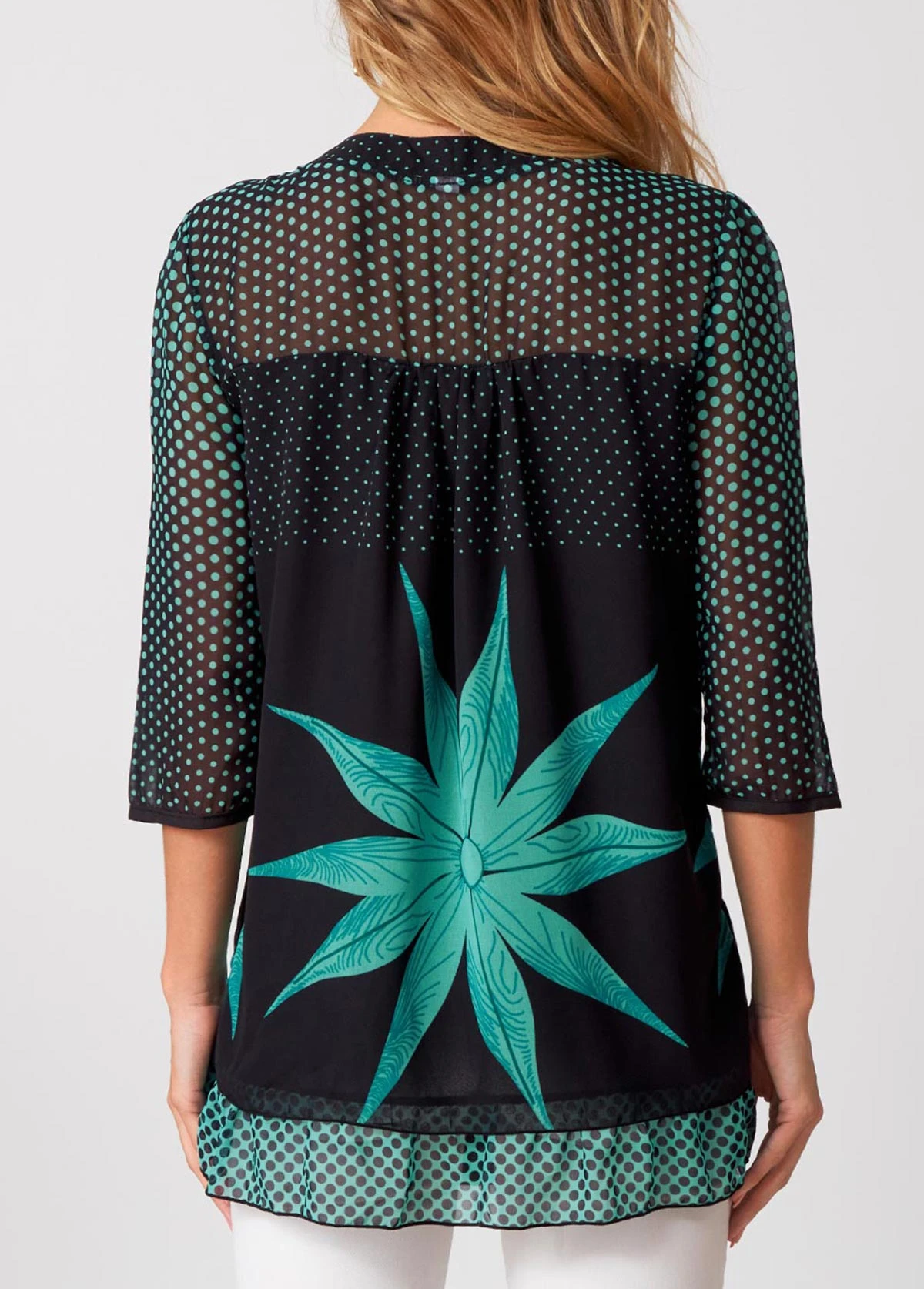 Polka Dot Button Up 3/4 Sleeve Blouse 4 Polka Dot Button Up 3/4 Sleeve Blouse - Image 2