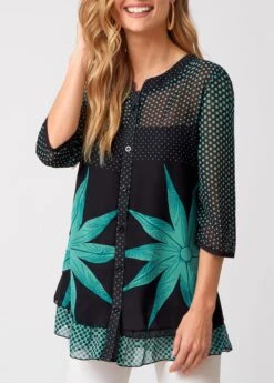 Polka Dot Button Up 3/4 Sleeve Blouse 10 Polka Dot Button Up 3/4 Sleeve Blouse -UrbanLayer Store 276698 P 16285022779523