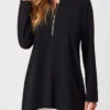 Black Asymmetric Hem Zipper Long Sleeve T Shirt -UrbanLayer Store 276933 P 16286591298520