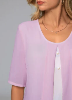 Faux Two Piece Round Neck Decorative Button Blouse 11 Faux Two Piece Round Neck Decorative Button Blouse -UrbanLayer Store 279690 P 16263314603094