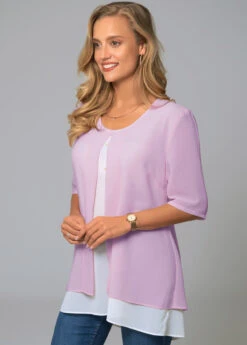 Faux Two Piece Round Neck Decorative Button Blouse 9 Faux Two Piece Round Neck Decorative Button Blouse -UrbanLayer Store 279690 P 16263314603462