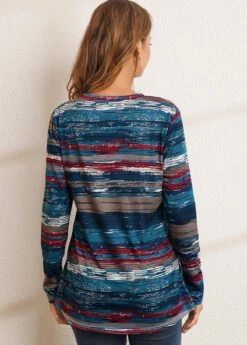 Printed Long Sleeve V Neck T Shirt -UrbanLayer Store 280237 P 16292781077961