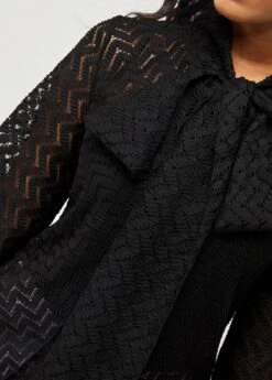 Black Pierced Tie Front Lantern Sleeve Blouse 12 Black Pierced Tie Front Lantern Sleeve Blouse -UrbanLayer Store 286018 P 16353237087164