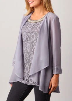 Lace Patchwork Cardigan And Grey Tank Top 9 Lace Patchwork Cardigan And Grey Tank Top -UrbanLayer Store 287553 P 16405846875762