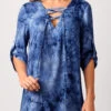 Lace Up Tie Dye Blue Blouse -UrbanLayer Store 287688 P 16376591810100