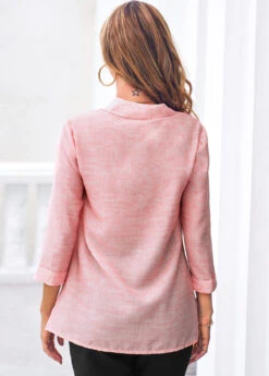 Lace Stitching 3/4 Sleeve Pink Blouse 8 Lace Stitching 3/4 Sleeve Pink Blouse -UrbanLayer Store 288380 P 16383291114161