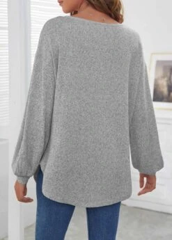Decorative Button Long Sleeve Light Grey T Shirt 8 Decorative Button Long Sleeve Light Grey T Shirt -UrbanLayer Store 290598 P 1636512613234