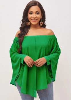 Off Shoulder Layered Asymmetric Hem Green Blouse 9 Off Shoulder Layered Asymmetric Hem Green Blouse -UrbanLayer Store 297680 P 16449131241483