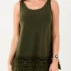Army Green Lace Stitching Tank Top -UrbanLayer Store 297764 P 16484643184000