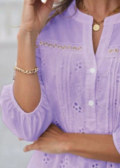 Hollow Embroidery Light Purple Crinkle Chest Blouse 13 Hollow Embroidery Light Purple Crinkle Chest Blouse -UrbanLayer Store 299181 P 16660912713655