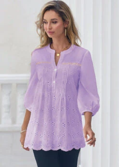 Hollow Embroidery Light Purple Crinkle Chest Blouse 11 Hollow Embroidery Light Purple Crinkle Chest Blouse -UrbanLayer Store 299181 P 16660912713843