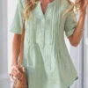 Crinkle Chest Light Green Button Detail Blouse 1 Crinkle Chest Light Green Button Detail Blouse -UrbanLayer Store 302133 P 16575270897810