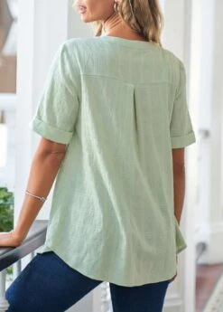 Crinkle Chest Light Green Button Detail Blouse 9 Crinkle Chest Light Green Button Detail Blouse -UrbanLayer Store 302133 P 16575270898691
