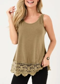 Light Khaki Lace Stitching Tank Top -UrbanLayer Store 304424 P 16533825223652