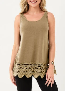 Light Khaki Lace Stitching Tank Top -UrbanLayer Store 304424 P 16533825224003
