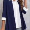 Faux Two Piece Navy Blue Turndown Collar Blouse 2 Faux Two Piece Navy Blue Turndown Collar Blouse -UrbanLayer Store 304685 P 16572774772122