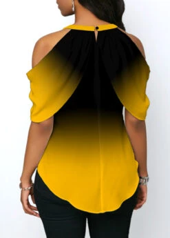 Tie Front Halter Cold Shoulder Yellow Blouse 6 Tie Front Halter Cold Shoulder Yellow Blouse -UrbanLayer Store 309658 P 1658210544298