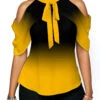 Tie Front Halter Cold Shoulder Yellow Blouse 1 Tie Front Halter Cold Shoulder Yellow Blouse -UrbanLayer Store 309658 P 1658210544333