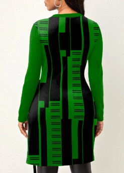 Green Geometric Print Long Sleeve T Shirt 6 Green Geometric Print Long Sleeve T Shirt -UrbanLayer Store 320292 P 1669014138894