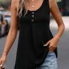 Black Button Scoop Neck Tank Top -UrbanLayer Store 323690 P 16760196939950