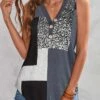 Grey Button V Neck Tank Top -UrbanLayer Store 324923 P 1674975042615
