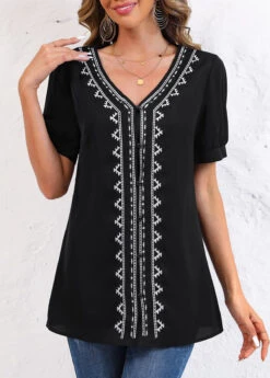 Black Embroidery Tribal Print Long Sleeve Blouse 10 Black Embroidery Tribal Print Long Sleeve Blouse -UrbanLayer Store 326145 P 1675912697137