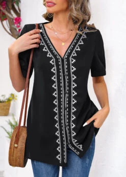 Black Embroidery Tribal Print Long Sleeve Blouse 13 Black Embroidery Tribal Print Long Sleeve Blouse -UrbanLayer Store 326145 P 1675912697199