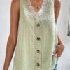 Light Green Patchwork Lace V Neck Tank Top -UrbanLayer Store 326377 P 16780773527913