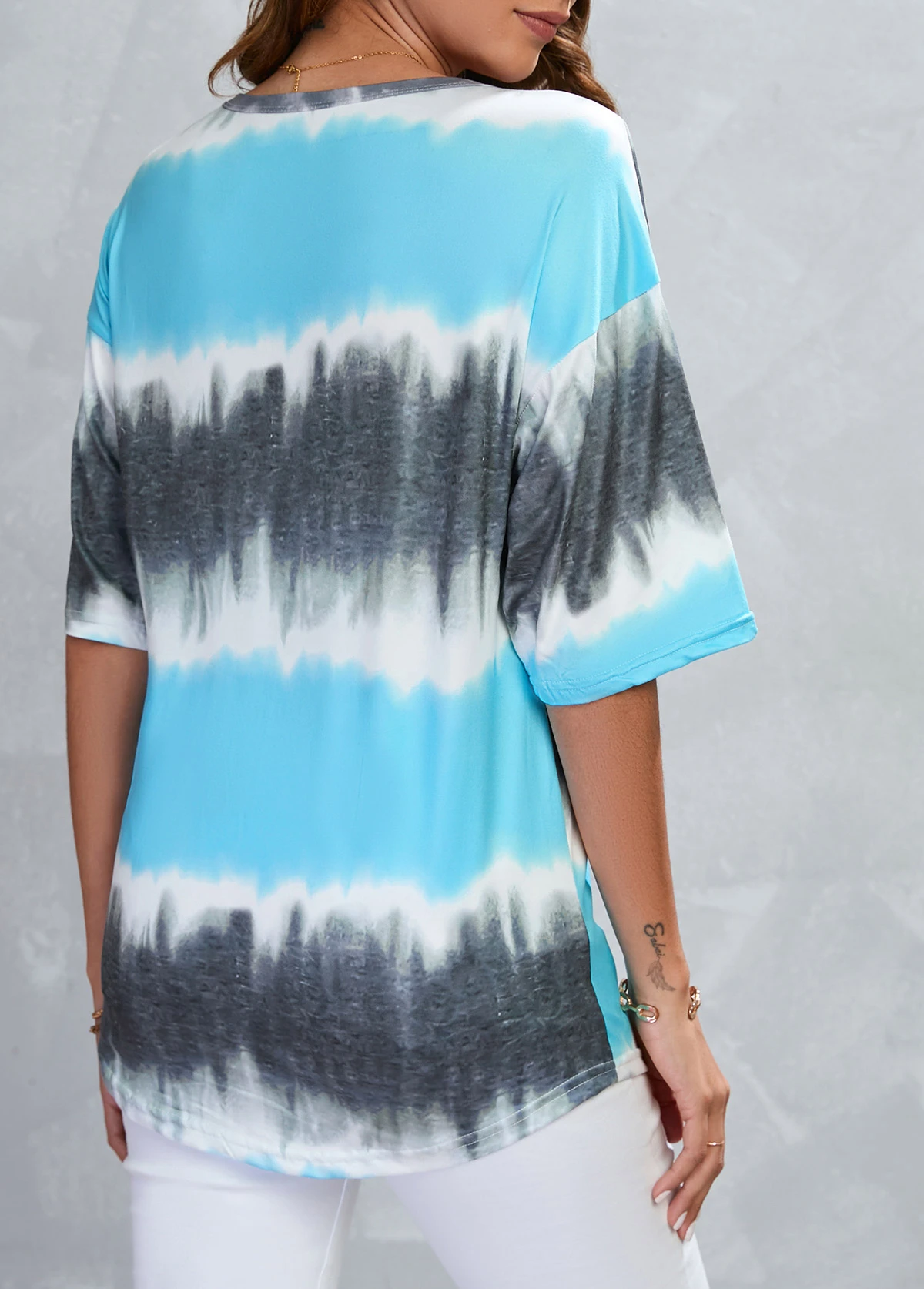 Cyan Lightweigh Ombre Half Sleeve T Shirt 4 Cyan Lightweigh Ombre Half Sleeve T Shirt - Image 2