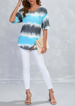 Cyan Lightweigh Ombre Half Sleeve T Shirt 10 Cyan Lightweigh Ombre Half Sleeve T Shirt -UrbanLayer Store 326435 P 16784265433973