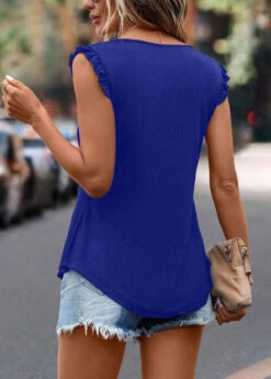 Royal Blue Frill Split Neck Tank Top 6 Royal Blue Frill Split Neck Tank Top -UrbanLayer Store 326458 P 16764612811201
