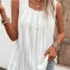 White Breathable Square Neck Tank Top