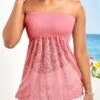 Patchwork Pink Lace Bandeau Tank Top -UrbanLayer Store 329255 P 16800674337550