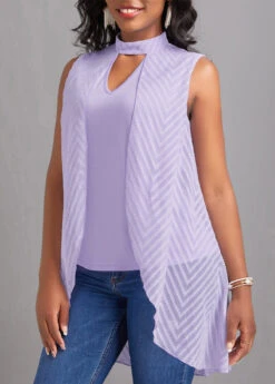 Light Purple Cut Out Sleeveless T Shirt 9 Light Purple Cut Out Sleeveless T Shirt -UrbanLayer Store 329652 P 16824236700842