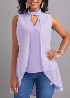 Light Purple Cut Out Sleeveless T Shirt 10 Light Purple Cut Out Sleeveless T Shirt -UrbanLayer Store 329652 P 16824236702163