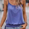 Dark Blue Ruched Strappy Scoop Neck Camisole Top -UrbanLayer Store 329817 P 16831813819902