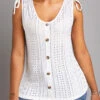 White Drawstring Scoop Neck Tank Top -UrbanLayer Store 330589 P 16813832770430