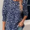 Navy Button Polka Dot Half Sleeve Blouse 1 Navy Button Polka Dot Half Sleeve Blouse -UrbanLayer Store 331079 P 16831818244060